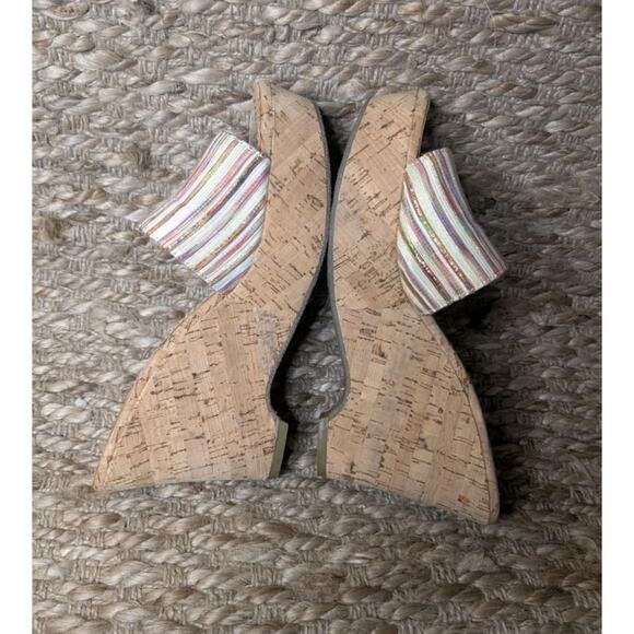 STEVE MADDEN MULTI COLORED FABRIC STRAP CORK WEDGE SURG SANDALS Size 8.5 M - Picture 7 of 10